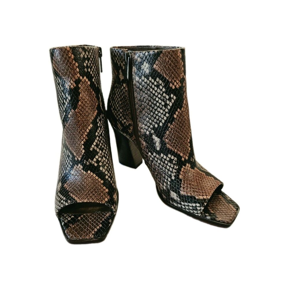 Vince Camuto Brown Leather Ankle Boots Booties Block Heel Women's Size 6
